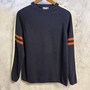 Vintage Y2K Utility Knit Crew Neck Sweater Men’s Medium Skate Grunge Stripe Blue